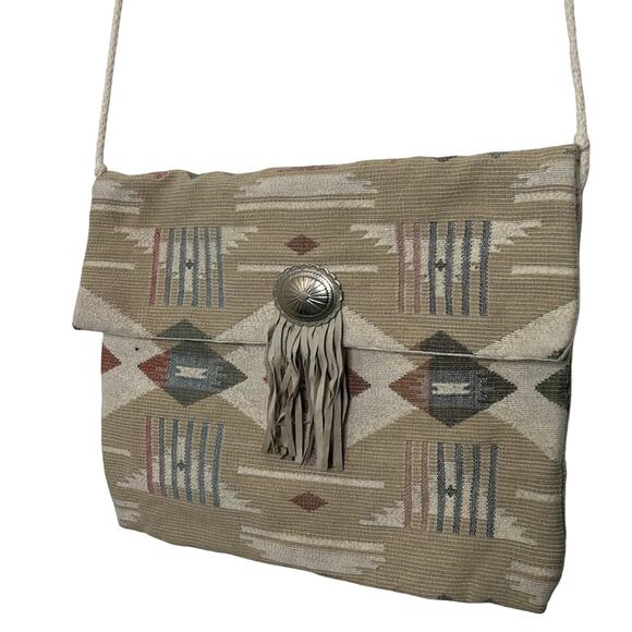 Southwest Style Saddle Blanket Tote Bolero Neutral Colors Western Festival - Picture 2 of 6